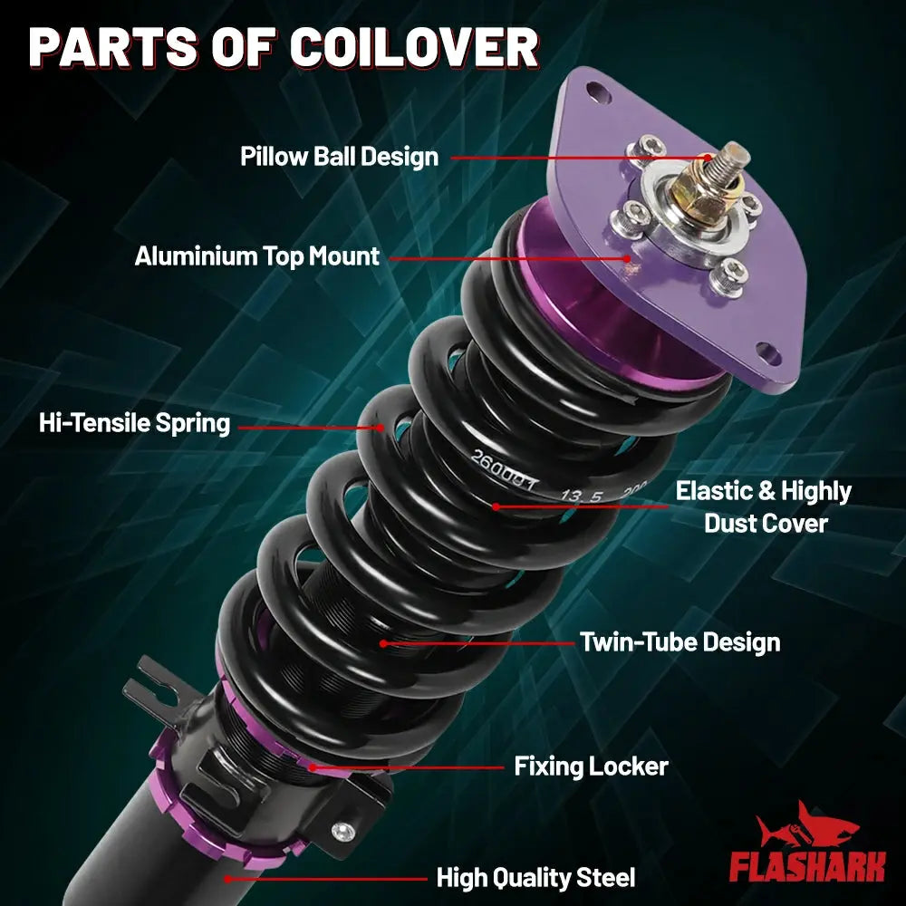 2003-2008 Nissan 350Z Z33 Coilover Shock Absorbers Struts 4PCS Flashark