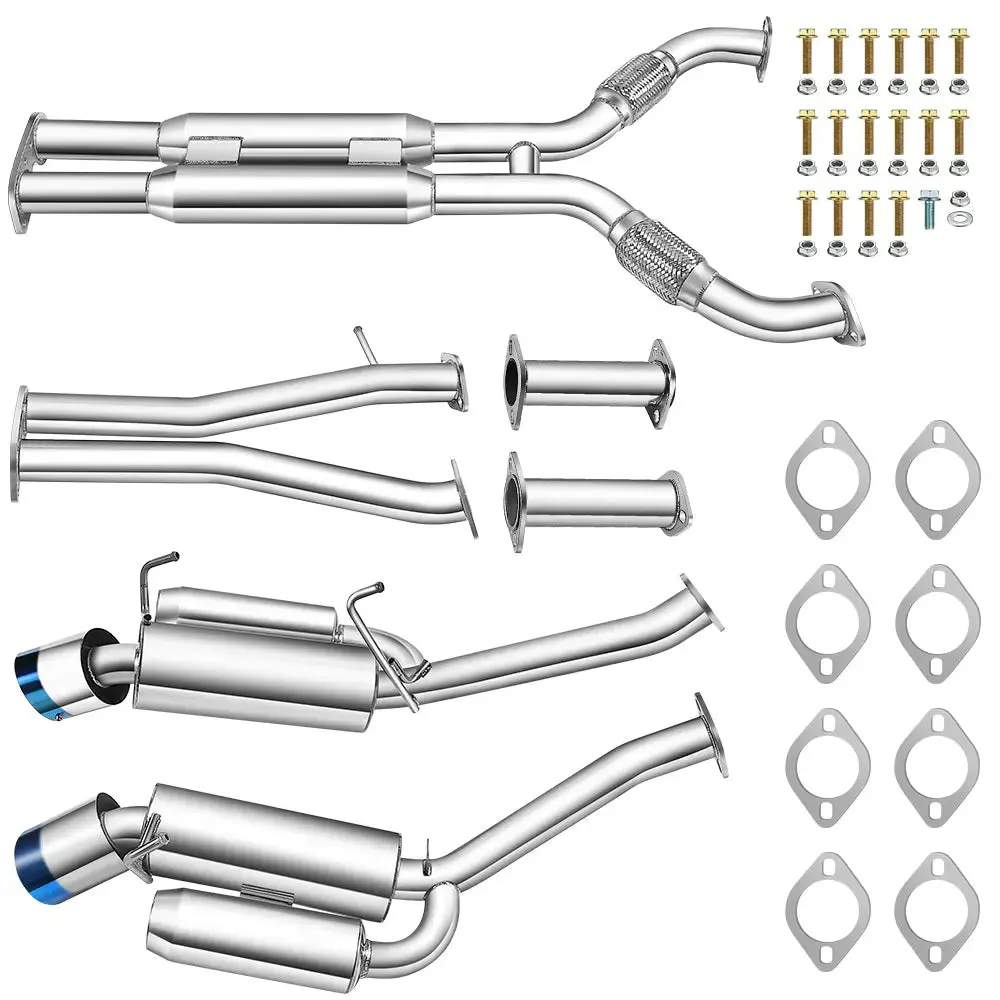 Sistema de escape Catback con silenciador de doble punta de 4,5 pulgadas pulido con tubo en Y para Nissan 350Z G35 Coupe 2003-2009