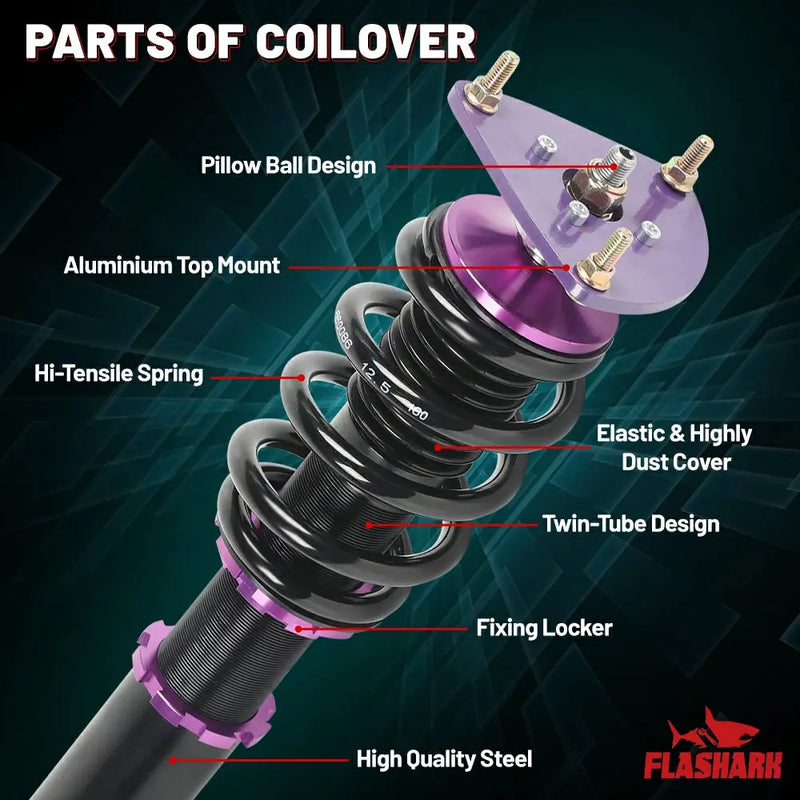 2004-2013 Mazda 3 24 Ways Coilover Shock Absorbers Struts 4PCS Flashark