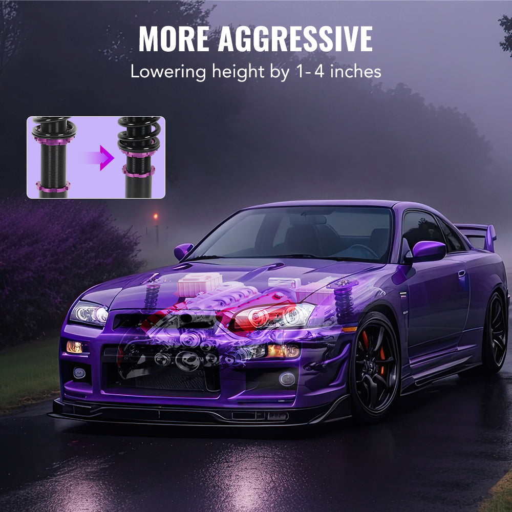 Amortiguadores ajustables para Dodge Caliber, Jeep Compass y Patriot (2007-2017, 4 unidades)