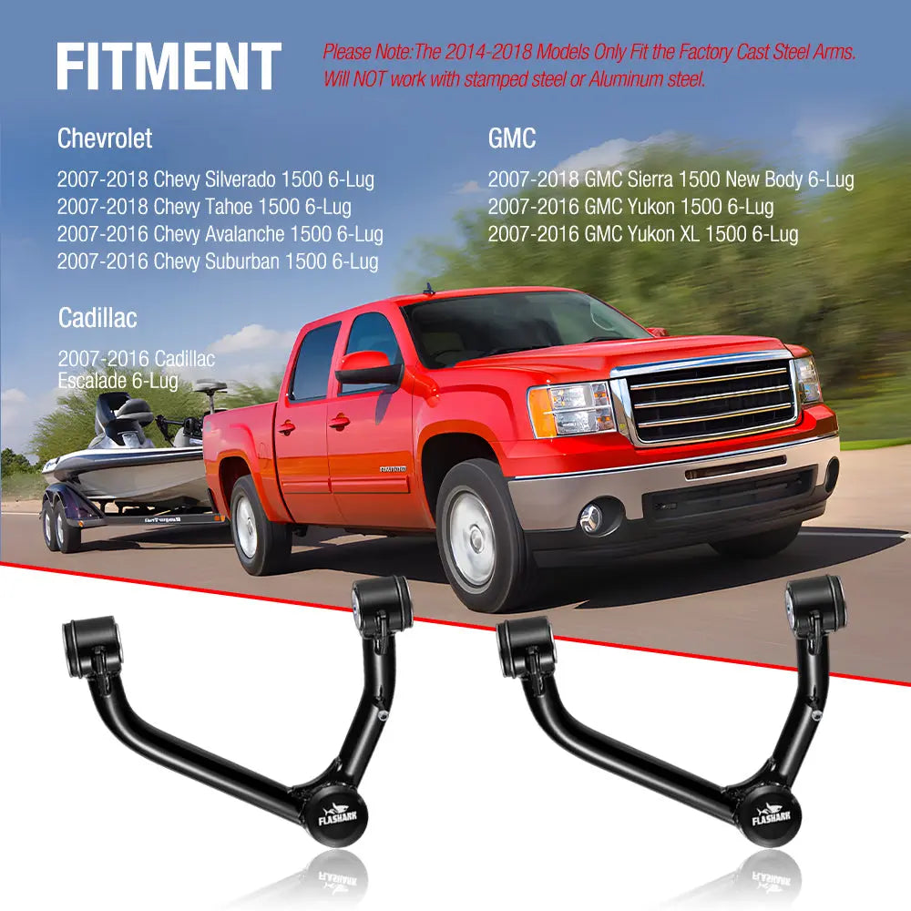 2007-2018 Chevrolet Chevy Silverado GMC Sierra Yukon 1500 Cadillac Lifted Front Upper Control Arms 2 Inch-4 Inch Flashark