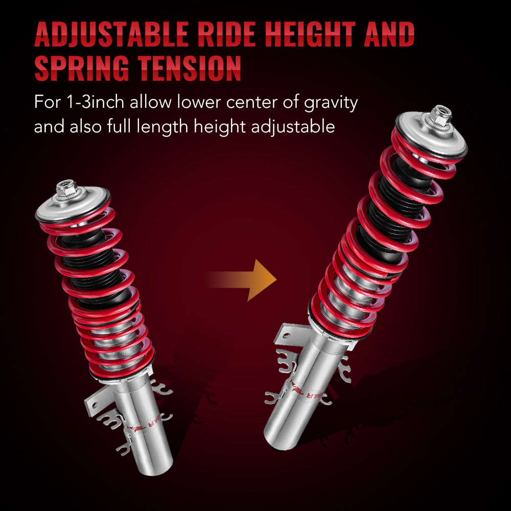 2009 - 2017 Volkswagen VW Polo Typ 6R and 6C 1.2, 1.4, 1.6, 1.4 TDi, 1.6TDi Coilover Shock Absorbers Struts 4PCS