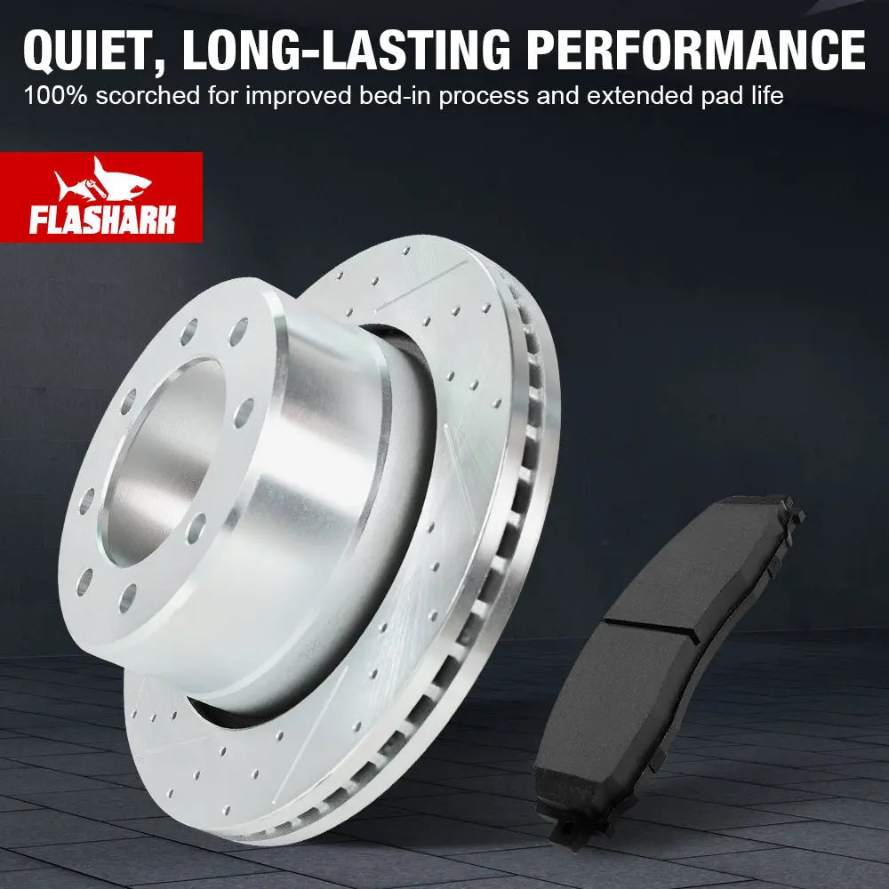 2009-2018 Dodge Ram 2500 3500 Brake Rotors and Pads Kit - Front and Rear Flashark