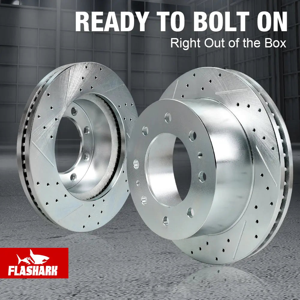 2011-2019 Chevrolet Silverado GMC Sierra 2500 3500 Disc Brake Rotors - Front and Rear Flashark
