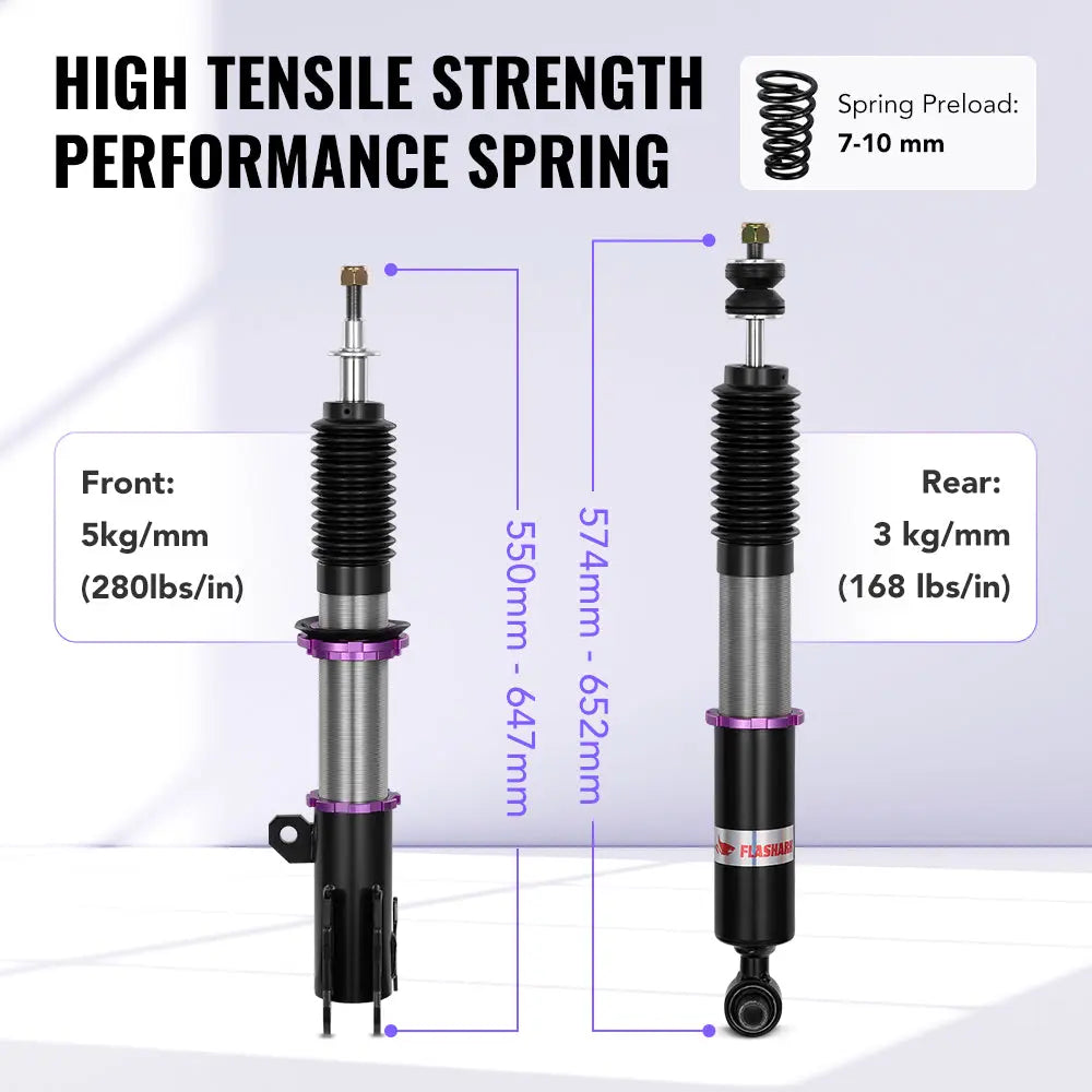 2013-2019 Toyota Yaris Hatchback (XP130/XP150) 32-Way Damping Coilover Shock Absorbers Struts | Flashark Flashark