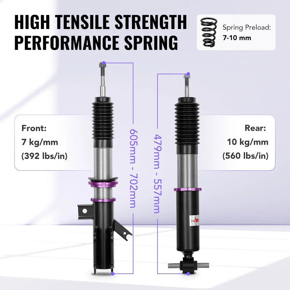 2013-2020 Ford Fusion Coilover Shock Absorbers Struts w/ 32-Way Damping Force Adjustment Flashark