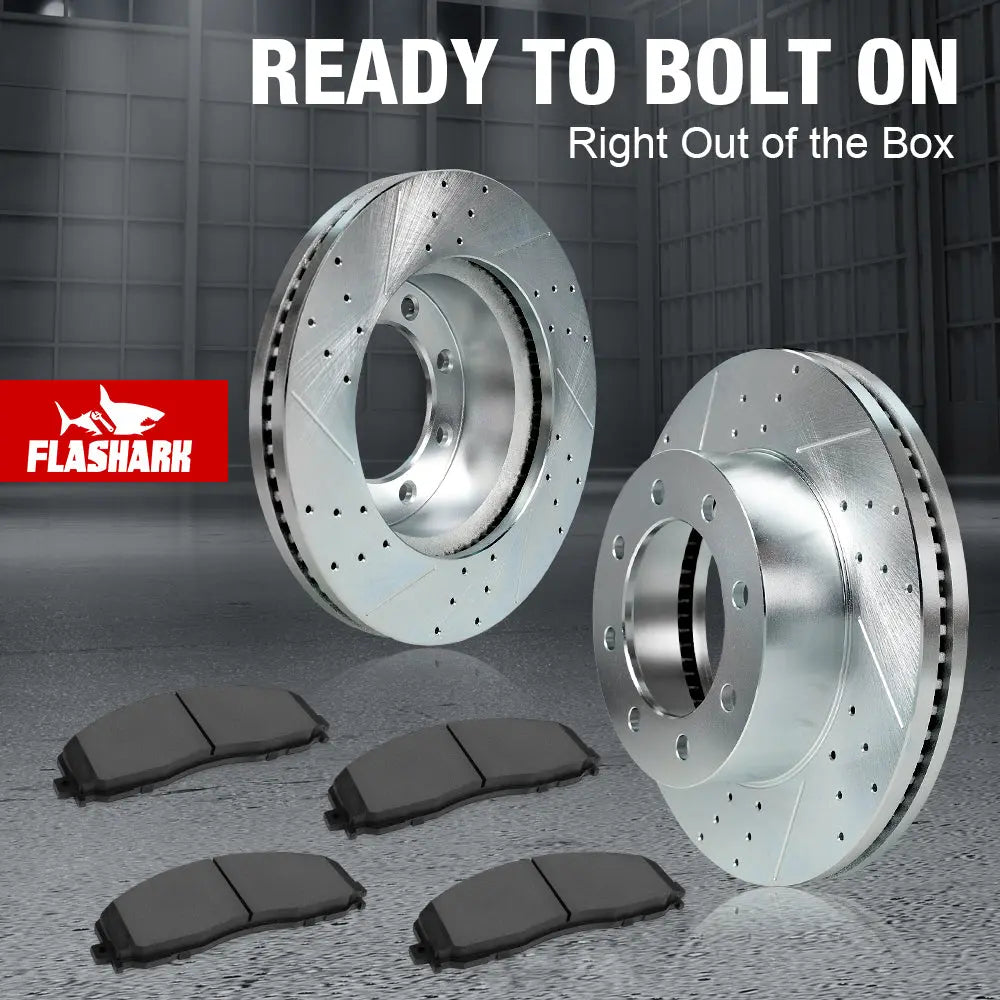 2013-2022 Ford Super Duty F250 F350 Brake Rotors and Pads Kit - Front and Rear Flashark