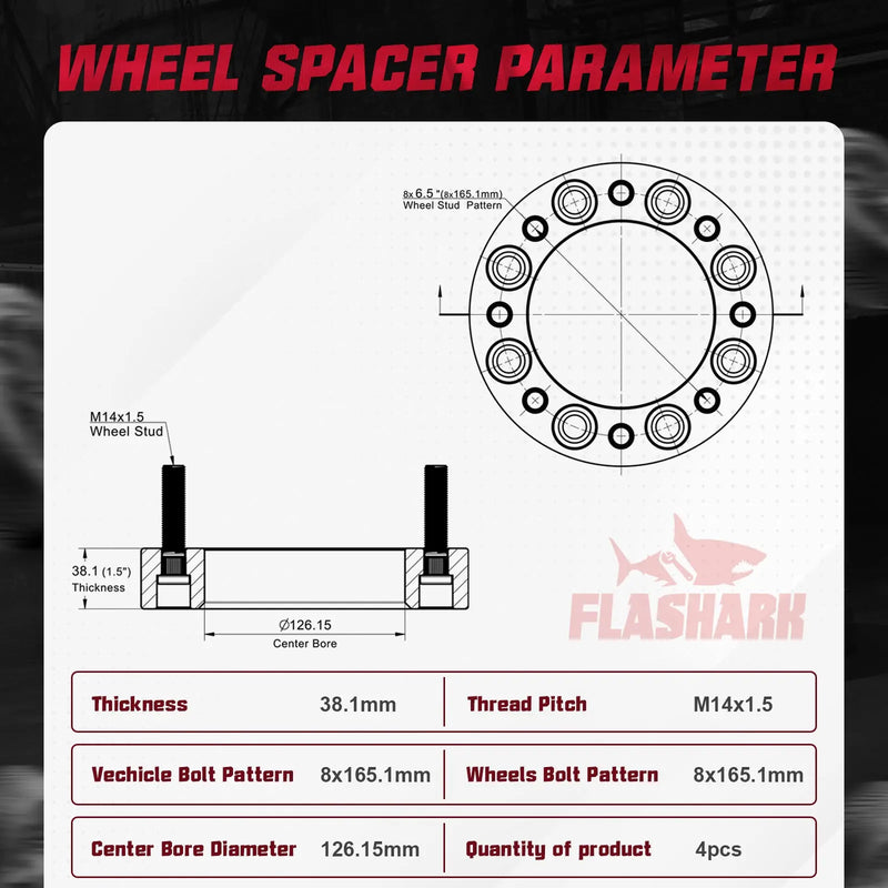 For 05-22 Ford F250 F350 Super Duty 8x170 2WD 4WD 4x 1.5 Wheel Spacers Full Kit For 05-22 Ford F250 F350 Super Duty 8x170 2WD 4WD 4x 1.5 Wheel Spacers Full Kit
