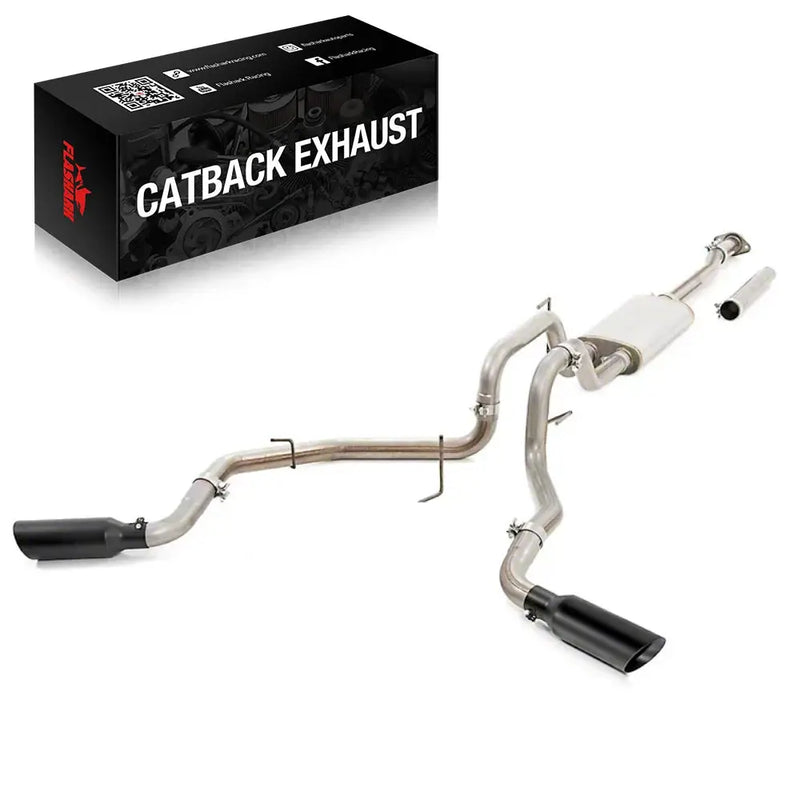 2015-2020 Ford F150 3" Cat-Back Exhaust Black / Polished Muffler Tips 2.7L 3.5L 5.0L Flashark