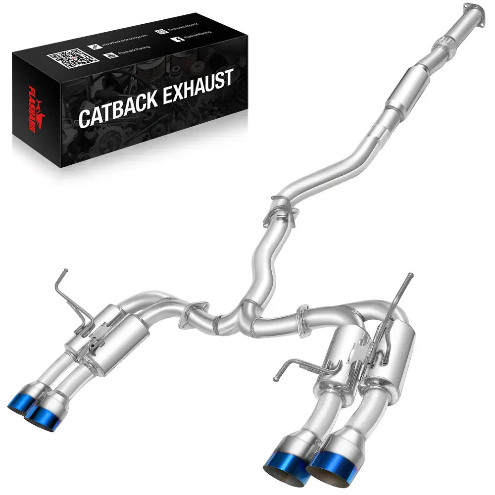 2015-2021 Subaru WRX / STI 4-inch Quad Muffler Tip Catback Exhaust System w/ N1 Style Burnt Tip Flashark