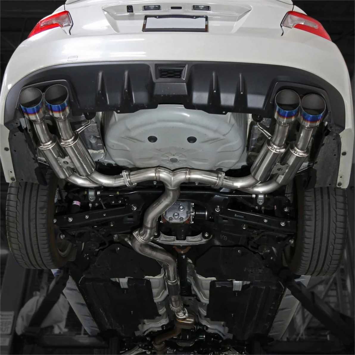 2015-2021 Subaru WRX / STI 4-inch Quad Muffler Tip Catback Exhaust System w/ N1 Style Burnt Tip Flashark