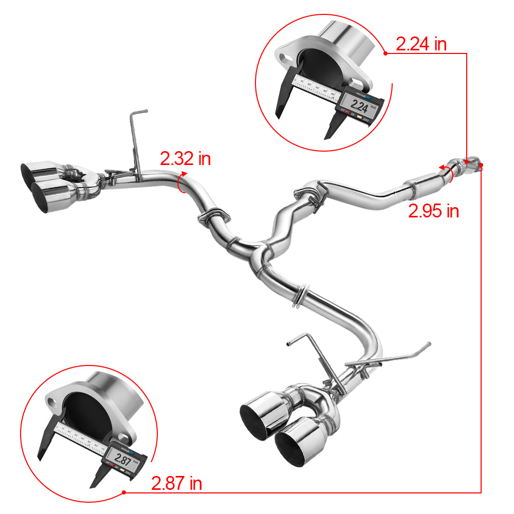 Sistema de escape Catback con punta de silenciador cuádruple de 4 pulgadas y punta quemada/pulida estilo N1 para Subaru WRX/STI 2015-2022