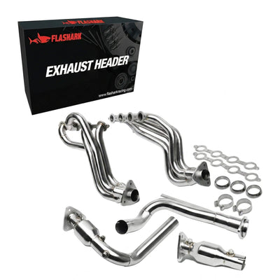 Exhaust Header for 1999-2006 Chevy Silverado/Avalanche/Suburban/Tahoe GMC Sierra/Yukon GMT800 4.8L 5.3L 6.0L V8 Engine (with EGR Valve)