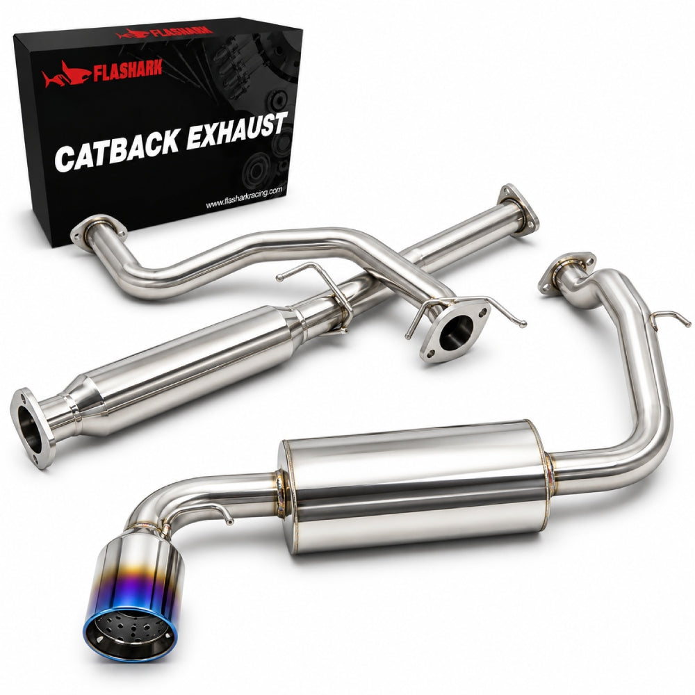 Sistema de escape cat-back de competición con punta de silenciador enrollada/quemada de 4 pulgadas para Honda Civic 1.5L 1988-1991 (solo 3 puertas)
