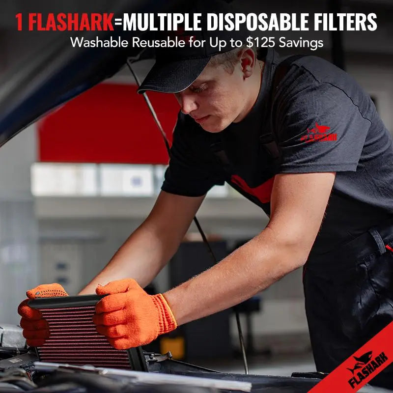 Air Filter for 1996-2007 BMW L6 325Ci/ M3/X3/320Ci/320/25Ti Reusable & Washable Replacement High Flow Flashark