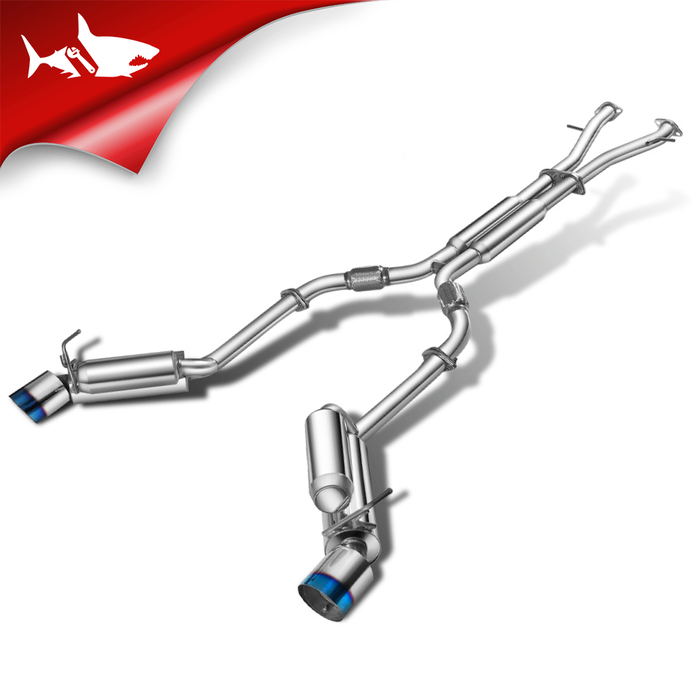 Sistema de escape doble Catback Nissan 370Z Z34 2009-2020 con puntas dobles quemadas de 4,5 pulgadas
