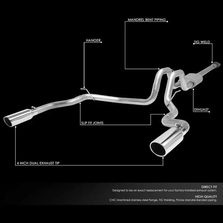 3" Cat-Back Exhaust 4" Muffler Tips for 2015-2019 Ford F150 2.7L 3.5L 5.0L Flashark