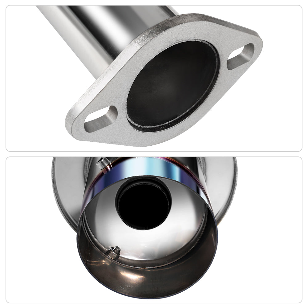 1992-2000 Honda Civic 1.6L Catback Exhaust System with 4-Inch Burnt Rolled Muffler Tip 2.25 Inch