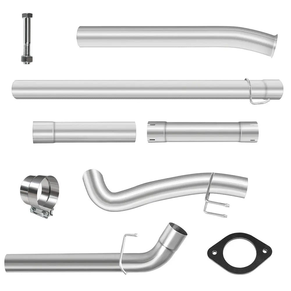 4.0/5.0 Inch 2011-2023 6.7 Powerstroke Ford F-250 F-350 F-450 DPF Delete Race Pipe Downpipe-Back w/Muffler Exhaust Flashark