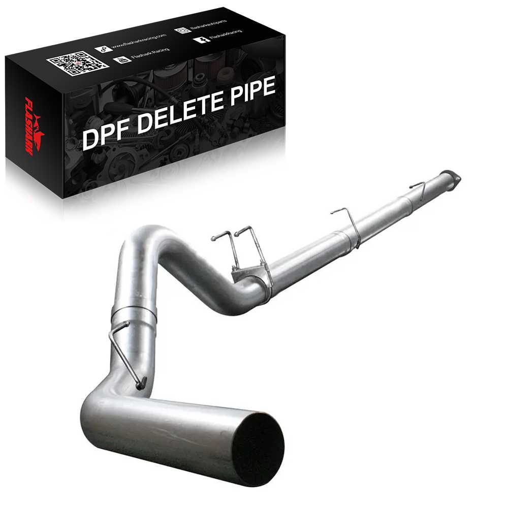 4.0/5.0 Inch 2011-2023 6.7 Powerstroke Ford F-250 F-350 F-450 DPF Delete Race Pipe Downpipe-Back w/Muffler Exhaust Flashark