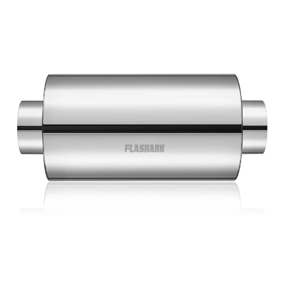 4.0 in. Inlet, 18 in. Overall Exhaust Resonator 12 in. Body, 8 in. Diameter Flashark