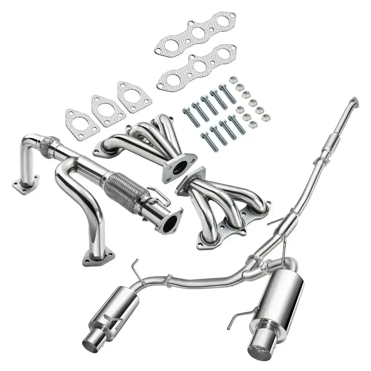 1998-2002 Honda Accord J30 V6 Exhaust Header/ Catback Exhaust w/4.5" Muffler Tip All-In-One Kit Flashark