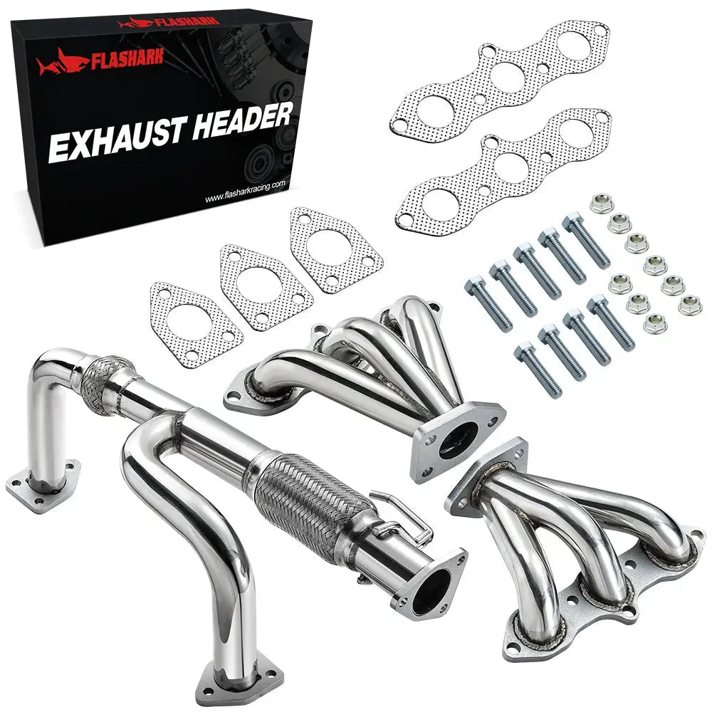 Exhaust Header/ Catback Exhaust w/4.5" Muffler Tip for 1998-2002 Honda Accord J30 V6 Flashark