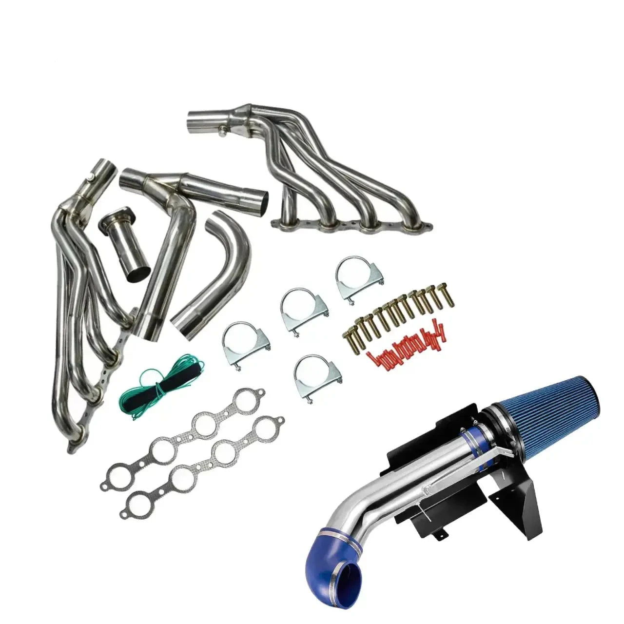 Exhaust Header/4" Cold Air Intake Kit for 1999-2006 GMC Chevrolet Flashark