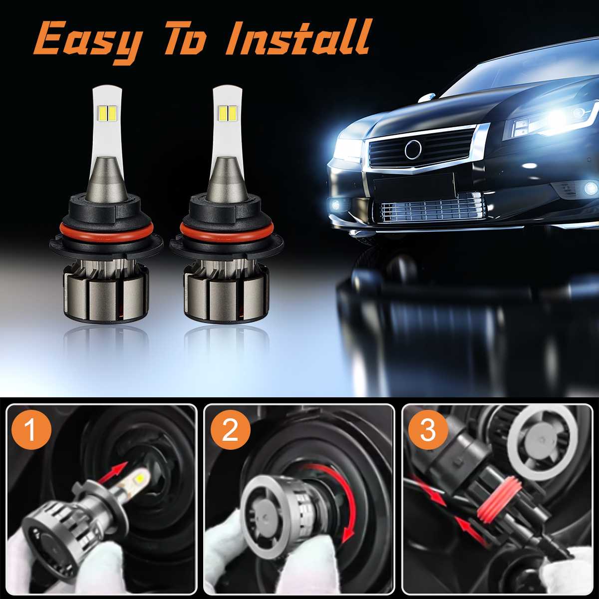 9004 HB1 LED Headlight Bulbs 18W 6000LM 6000K | 2 Bulbs Flashark