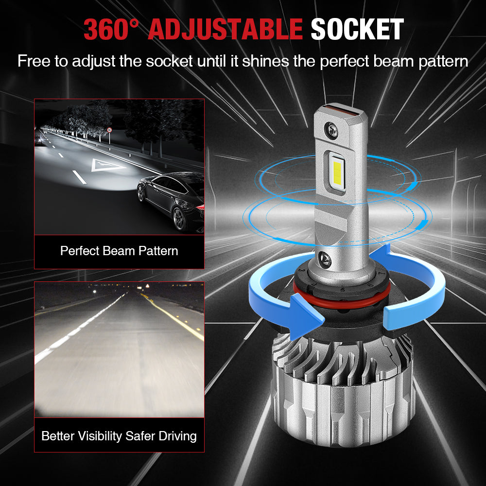 9005/HB3 9006/HB4 120W 6500K 22000LM White IP67 LED Headlight Bulbs 2 Pairs