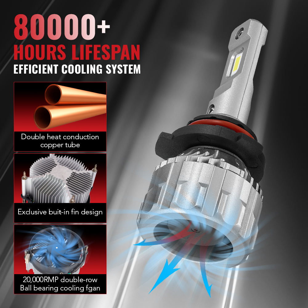 9005/HB3 9006/HB4 120W 6500K 22000LM White IP67 LED Headlight Bulbs 2 Pairs