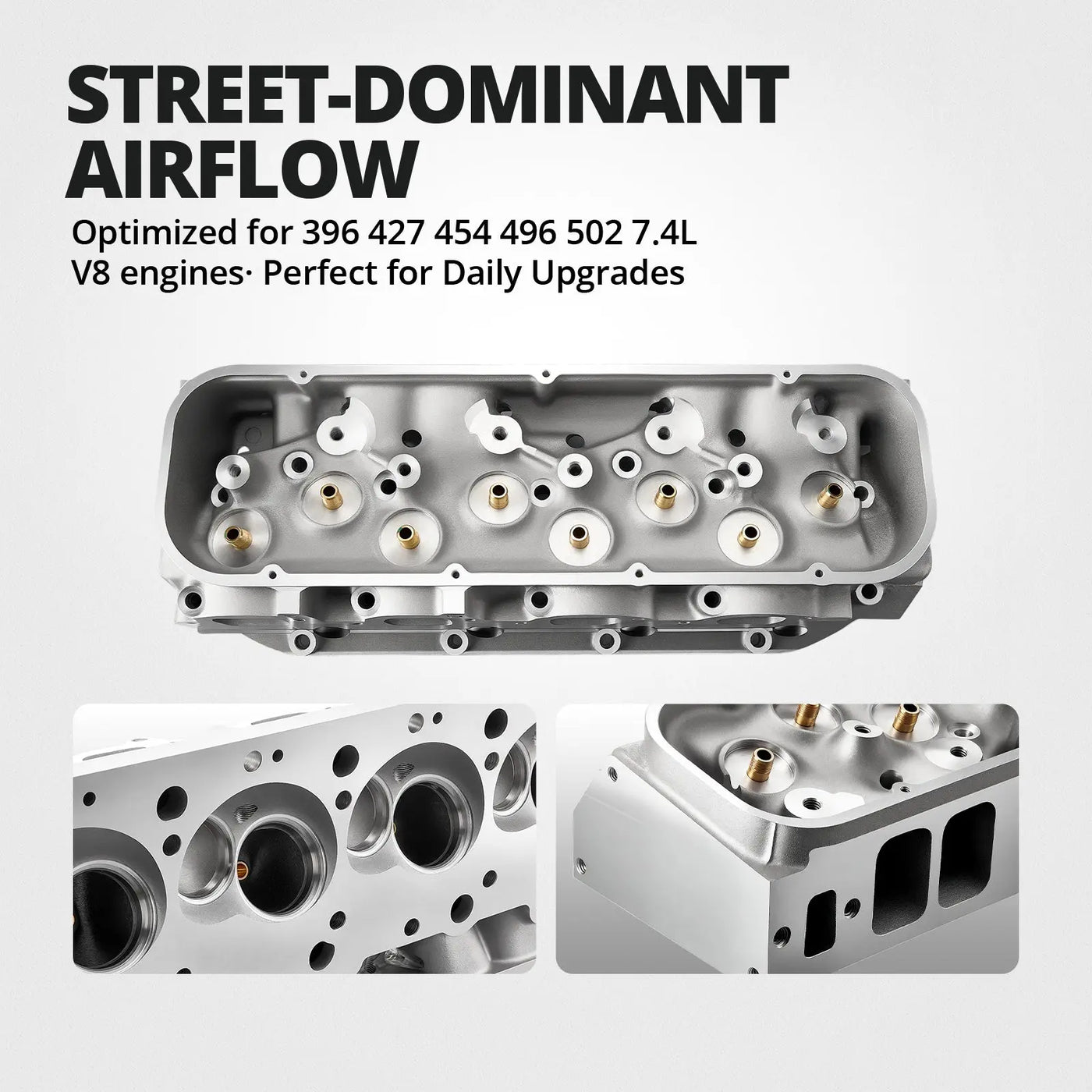 Cast Aluminum Cylinder Head for BBC Engines (Angled Plug) — Fits 1965-2000 Chevy V8 (396/427/454/502) (Copy) Flashark
