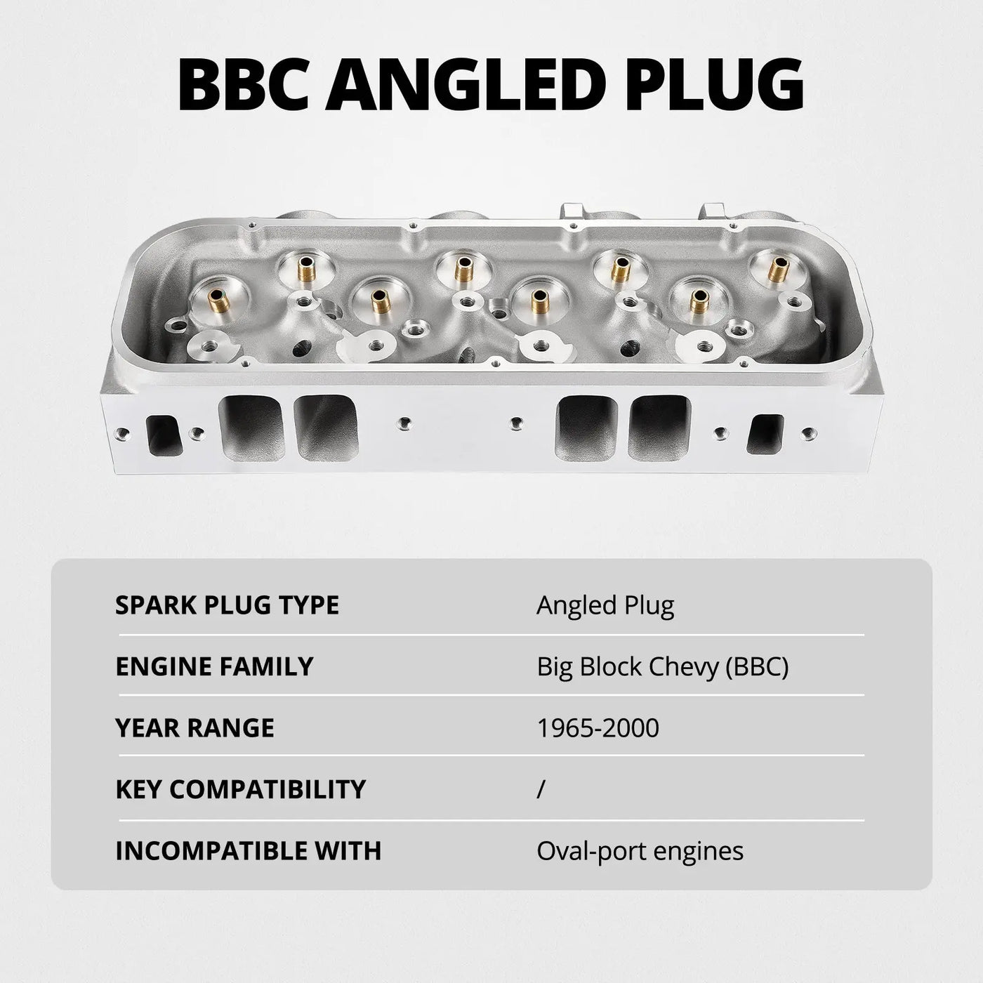 Cast Aluminum Cylinder Head for BBC Engines (Angled Plug) — Fits 1965-2000 Chevy V8 (396/427/454/502) (Copy) Flashark