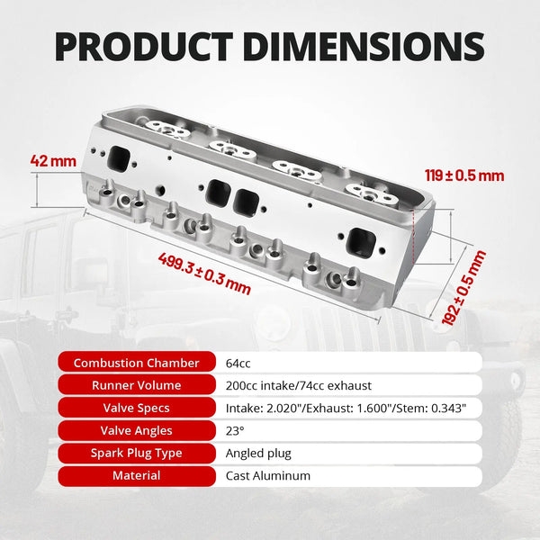 Cast Aluminum Cylinder Head for SBC Engines (Angled Plug) – Fits 1960-1986 Chevy V8 (302/327/350/383/400) (Copy) Flashark