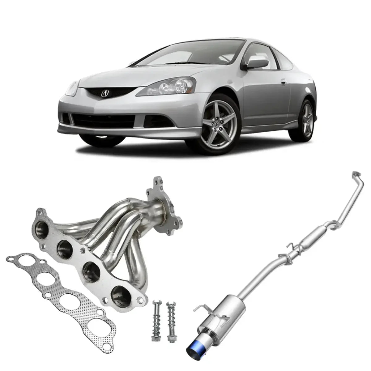 Cat-Back Exhaust for 2002-2005 Honda Civic w/ 4 Inches N1 Burnt Muffler Tip 2.0L N1 Style