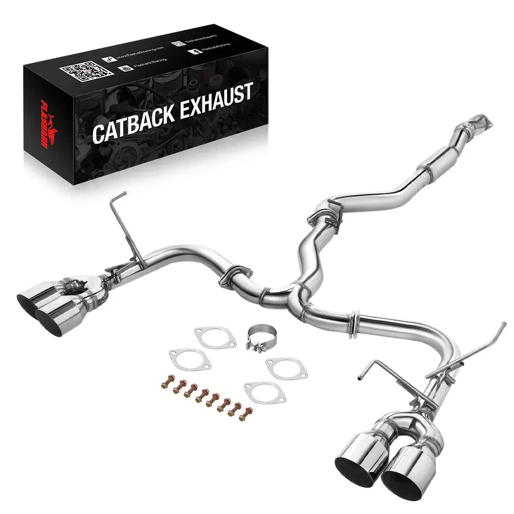 Catback Exhaust System 4" Quad Muffler Tip w Polished Tip for 2015-2024 Subaru WRX / STI Flashark