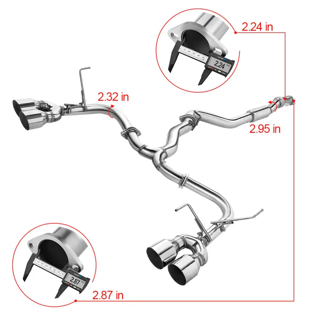 Catback Exhaust System 4" Quad Muffler Tip w Polished Tip for 2015-2024 Subaru WRX / STI Flashark