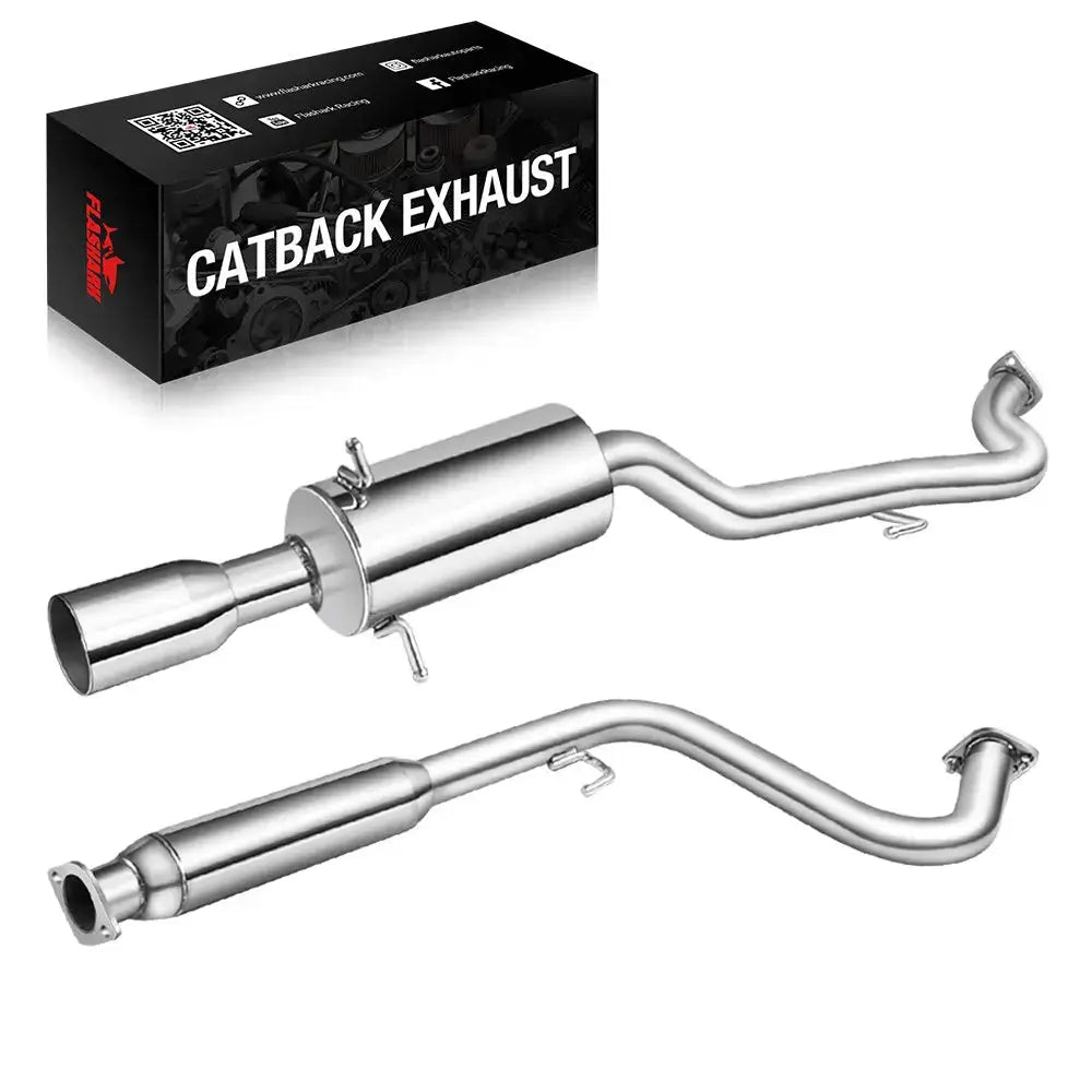 Exhaust Header/Catback Exhaust System Muffler Rolled Tip for 2005-2007 Chevy Chevrolet Cobalt 2.2L Flashark