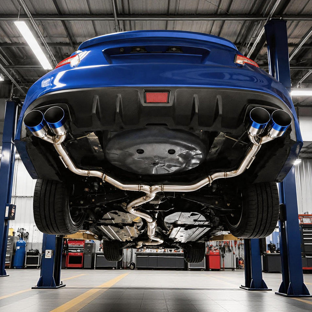 Catback Exhaust & Axle Back for 2015-2021 Subaru WRX / WRX STI | 4" Quad Muffler Tips | N1 Style Burnt Tip (Copy) Flashark