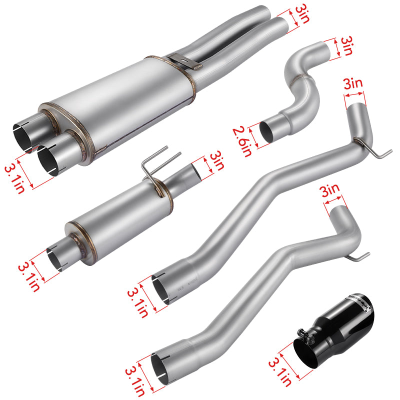 Catback Exhaust System For 2010-2015 Chevy Camaro 6.2L V8 Automatic (L99) 3" Dual