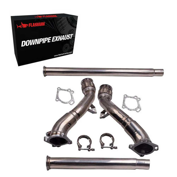 Catless Downpipe Exhaust for 2000-2002 K04/RS6 Fits Audi S4 B5 A6/Allroad C5 2.7L BiTurbo 3"-2.5" Flashark