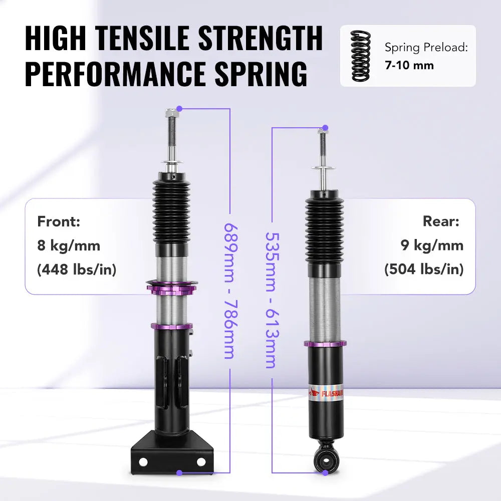 Coilover Shock Absorbers Struts 32-Way for 2001-2007 Mercedes-Benz C-Class RWD Hyper-Street II Flashark