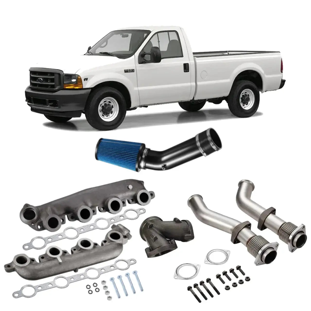 ALLOYWORKS Exhaust Manifold Kit For 1999-2003 Ford 7.3L Powerstroke Diesel – Left & Right