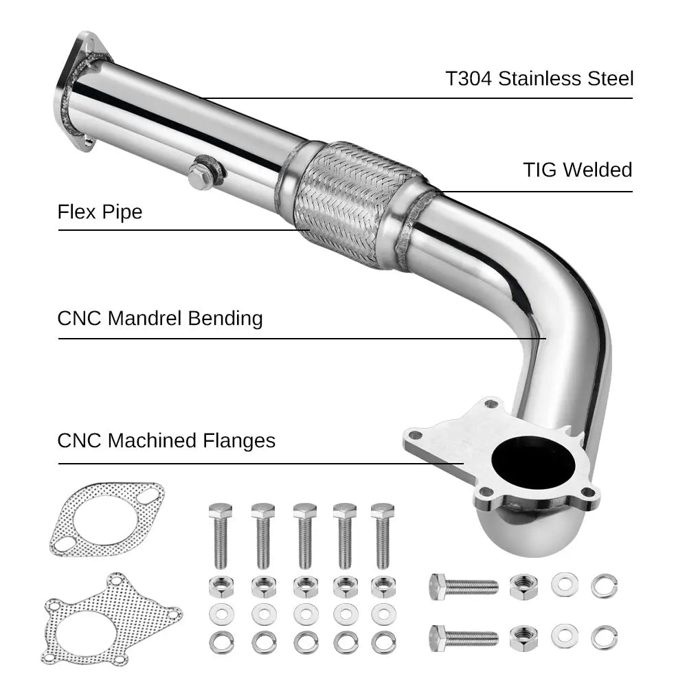 Downpipe Exhaust for 1988-2001 Honda Civic/CRX/Del Sol/Acura Integra T3/T4 Turbo/Charger B16/B18/D15/D16 5 Bolts 3 Inch Flashark