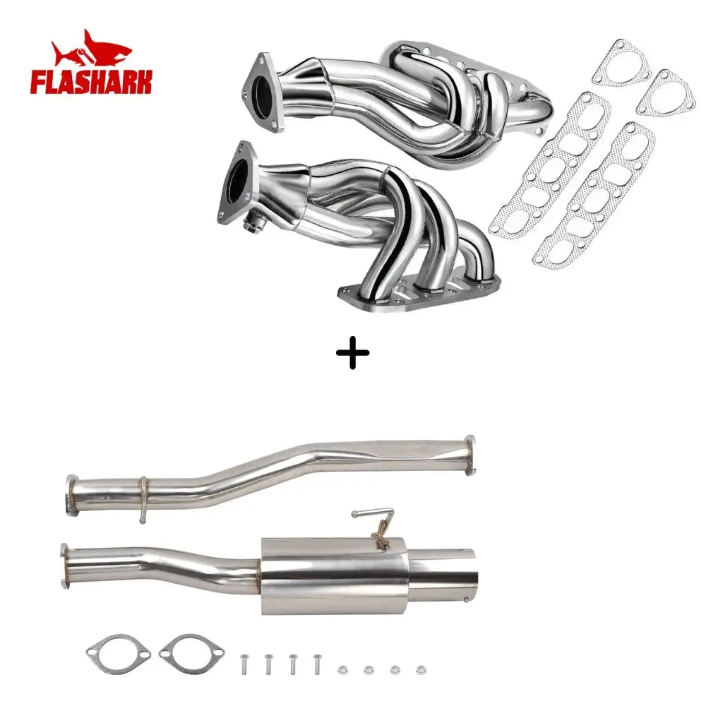 Exhaust Header/Catback/Downpipe Exhaust All-In-One Kit for 2003-2006 Nissan 350Z 3.5L 2005, 2007 Infiniti G35 Flashark