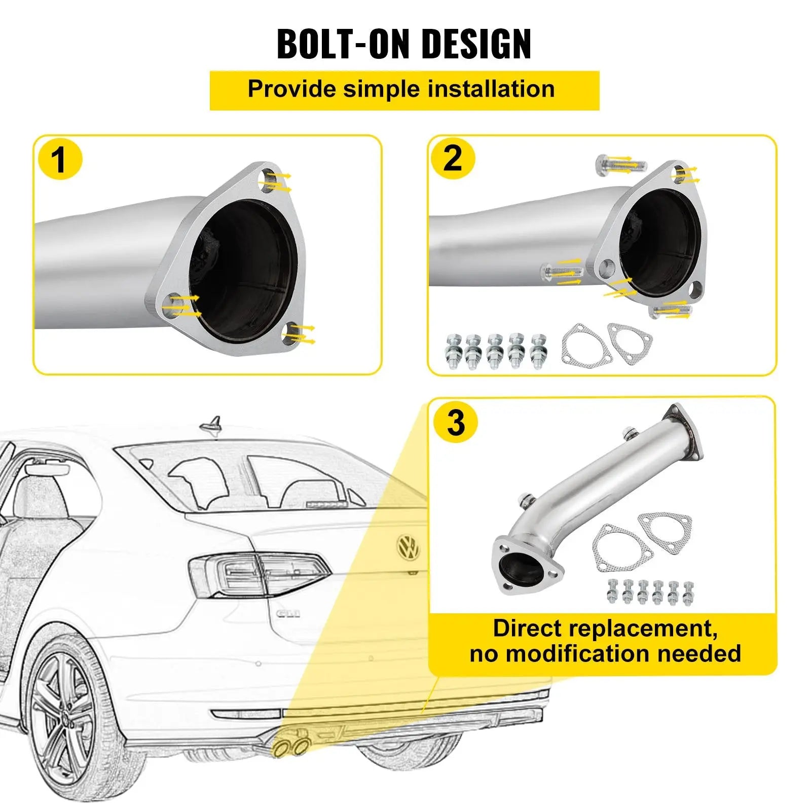 Downpipe Exhaust for 1997-2005 Audi A4 B5 B6/VW Passat 1.8T/L J2 Engineering Flashark