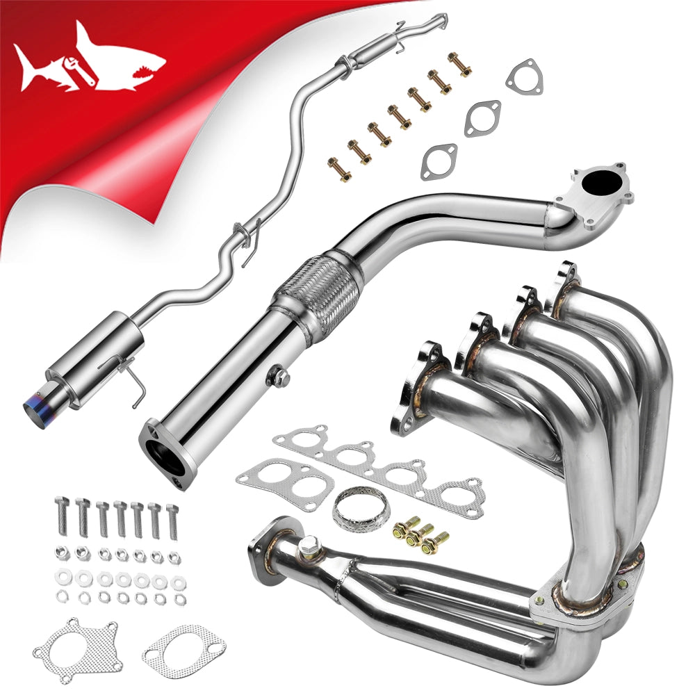 1992-2000 Honda Civic Catback Exhaust System with 4" Burnt Rolled Muffler Tip丨1.5L/1.6L L4丨Only for 2/4 Door