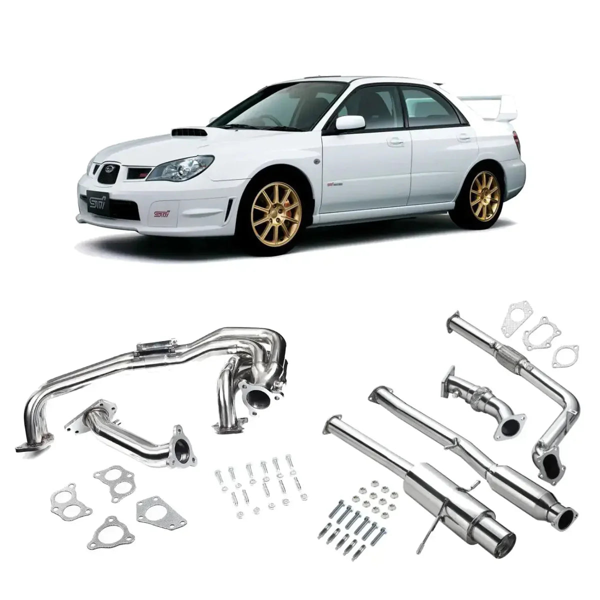 Kit completo de colector de escape para Subaru Impreza WRX/STi Sedán/Wagon de 4 puertas, 2.0 L y 2.5 L (2002-2007)