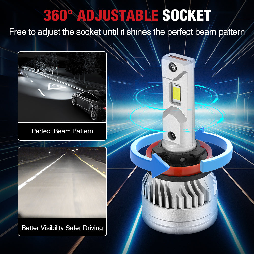 H11 9005 150W 6500K 28000LM White IP67 LED Headlight Bulbs 2 Pairs