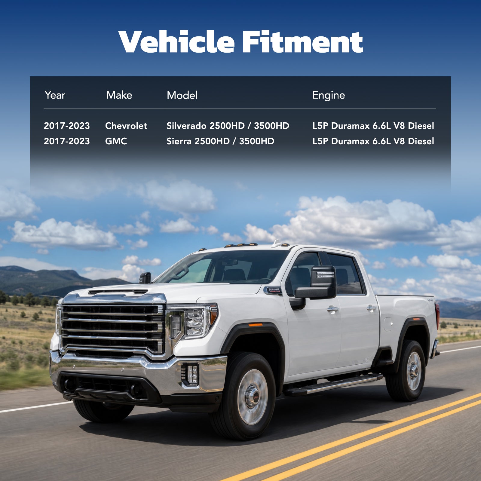 Tubo de escape de 3.5 pulgadas para Chevy/GMC Silverado/Sierra L5P Duramax Diesel 6.6L (2017-2023).